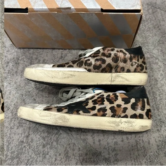 Golden Goose Superstar Leopard Hair Calf Sneakers EU 37